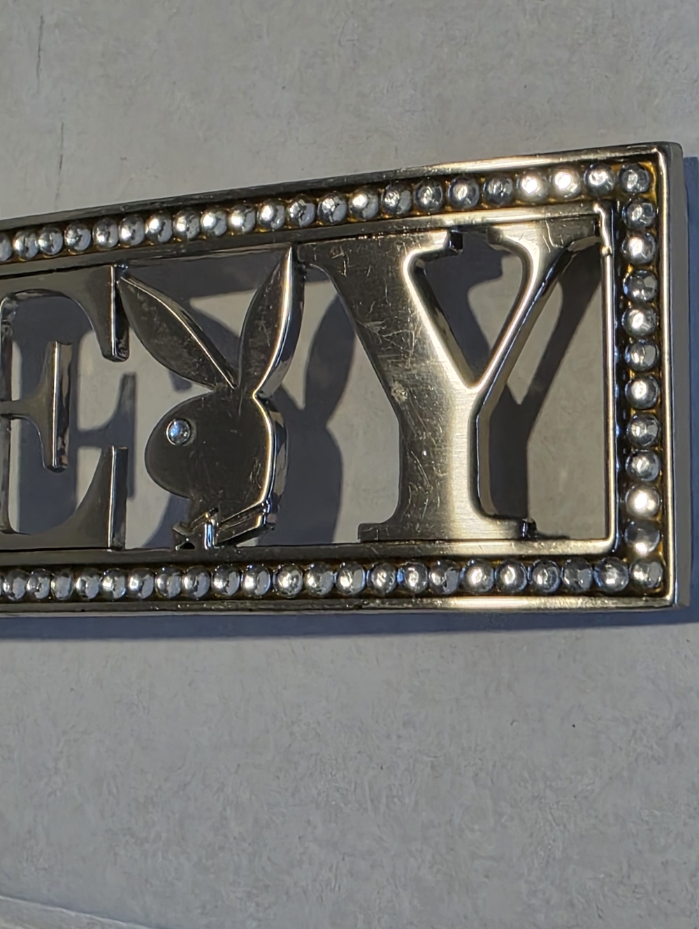 Vontage Y2K Playboy Bunny Sexy Belt Buckle Silver Colour Rhinestones - Picture 6 of 7